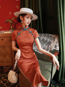 Elegant Long Cheongsam Dress Retro Shanghai Style Womens Fashionable Vintage Gown Advanced Sensation New 2023 Model