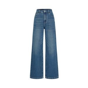 Oversize Ruffle Hem Wide Leg Jeans Womens Spring New Style Denim Style Sparkling Drill Casual Loose Fit Long Cotton Blend