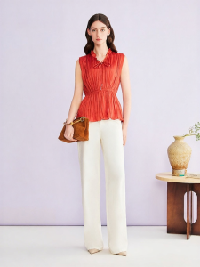 YINER | Commute-friendly Hemp-blended Embroidered Denim Pants