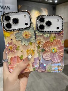 Colorful Flower Phone Case for Apple Series iPhone 17 16 pro Max 14 pro Max 15 pro Max 13 pro Max Flash Brick Plated Lens Film Popular Protection Cover