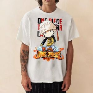 เสื้อยืดวันพีซผู้ชายลายทราฟาลการ์ ลอว์ ลายอนิเมะญี่ปุ่น สำหรับฤดูร้อน ฤดูใบไม้ร่วง เสื้อแขนสั้นเด็กผู้ชาย สไตล์สปอร์ต ใส่ได้ทั้งพ่อแม่ลูก