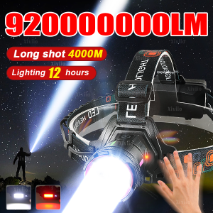 92000000LM Ultra Powerful LED Sensor Headlamp Strong Light 4000M Headlight Rechargeable Head Flashlight Camping Fishing Lantern