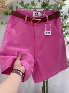Pitaya Color High Waist Denim Shorts Womens Summer Thin Loose Slim Looking Small Wide-Leg Half Pants New Arrival