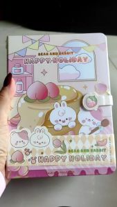 DIARY HARDCOVER RABBIT AND BEAR | BUKU DIARY | BUKU CATATAN KUNCI MAGNET DIARY | BUKU JURNALING | JOURNAL | JURNAL | CUTE STUFF