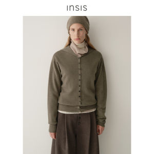 INSIS FEMME | Merino Wool Stylish Navy Collar Knit Cardigan for Winter