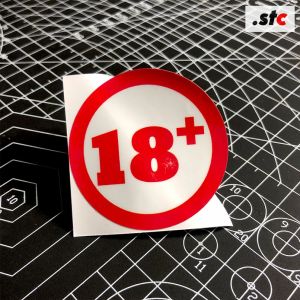(isi 10) Sticker 18+ Cutting Glosy sticker Logo 18 Murah Sticker Motor Thailook Sticker Larangan Aksesoris Variasi Motor