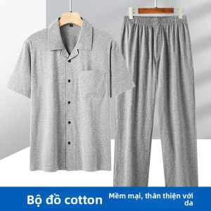 TIANJIANG | Bộ Quần Áo Cotton Mỏng Cho Người Già Nam Tay Ngắn