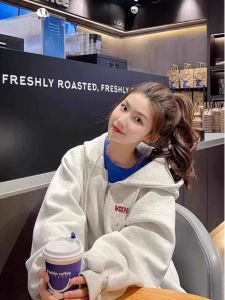 Loose Womens Hoodie Spring Autumn Thin Cardigan Coat Lazy Style Korean Trendy Brand Comfortable Oversize Sweatshirt