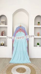 [TERMURAH] SYAFA DRESS SALUR MODEL TERBARU 2024 / DRESS SALUR WANITA MUSLIMAH / DRESS BAHAN KATUN MOTIF GARIS GARIS