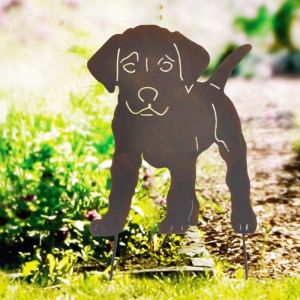 Đồ Trang Trí Vườn Theo Phong Cách Pháp Rustic Metal Labrador Dog Statue Iron Art Animal Shape Outdoor Lawn Decor Handmade