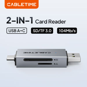 Cabletime | CABLETIME USB 3.0 Card Reader 2-in-1 USB C & Micro SD Reader High-Speed 104MB/s Compatible with Android iPad MacBook Pro
