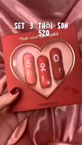 Set 3 Son Viên Nang 520 HongFang – Son Lì Velvet Mềm Mịn Lên Màu Chuẩn Mini Dễ Thương