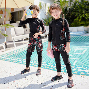 Swimming Suit kids girl boy mansu muslimah children long sleeve 3/4/5/6/7/8/9/10/11/12/13/14/15 years old baju renang budak perempuan plus size Swimwear swimsuit 儿童泳装男女