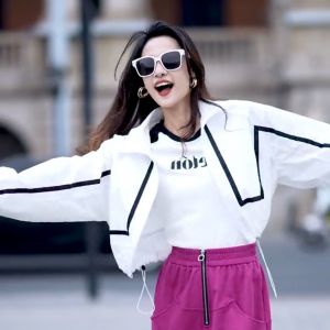 Summer 2025 New Loose Womens Sun Protection Jacket Korean Style Stand Collar Color Block Outerwear Fashionable Commute