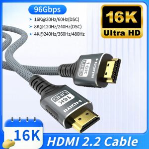 HDMI 2.2 Cable 96Gbps 16K 60Hz 12K 120Hz 8K 60Hz 4K 240Hz HDR eARC LIP Protocol for PS5 Xbox Switch TV Laptop Monitor Gaming