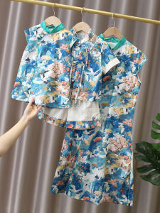 Han Dynasty Parent-Child Suit a Family of Three Summer Childrens Day Performance Cheongsam Mother-Child Suit Chinese Style Tang Suit Mother-Daughter Skirt
