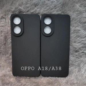 SOFTCASE CASING HP OPPO A18/OPPO A38 SLIKON CASE PRO CAMERA MATTE FULL BLACK FULL HITAM