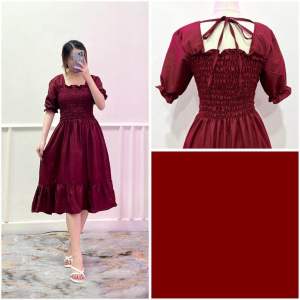 SMOCKED Dress Vintage Dress Ala Korean Style Busana Musim Panas Outfit Pantai Dress Cantik Dress Lucu Dress Hangout