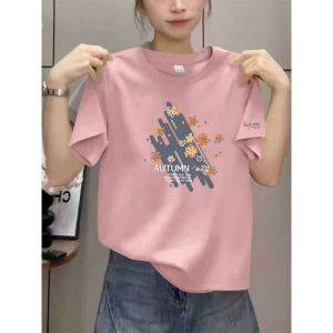 Áo Thun Cotton in Họa Tiết Mùa Hè Cho Nữ Tay Ngắn Cổ Tròn Rộng Rãi Thoải Mái Thường Ngày Thời Trang Hàn Quốc Phong Cách Mới