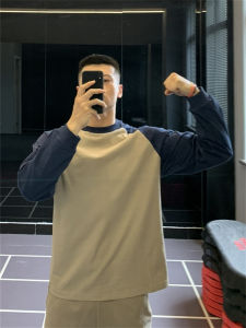 Heavyweight Pure Cotton Long Sleeve T-Shirt American Style Sportswear Fitness Training Mens Clothing Autumn Winter Season