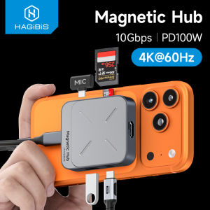 Hagibis | Hagibis Magnetic USB C Hub Type-C Multiport Adapter Docking Station 4K HDMI 100W PD For Macbook iPhone 17/16 Pro Thunderbolt 4