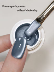 1-12pcs TC Slate Blue Nails Retro Palace Cat Eye Gel Nail Polish Autumn Clear Bright Whitening Maillard Glass Bead Nail Art