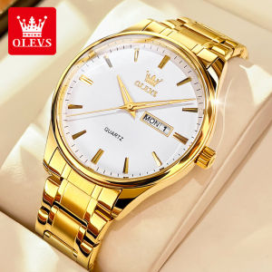 OLEVS Watch fo men Explosive models Waterproof Original Quartz Movement Stainless Steel Strap Dual Calendar Fashion Luxurious