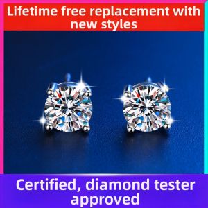 KAFANDENG | Mossan Stone Sterling Silver Diamond Snowflake Design Earrings