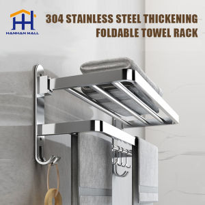 80cm Bathroom Towel Rack Free Punching Thickened Stainless Organizer Rack No Rust Hanging Holder Space Saving Durable Towel Stand Accesories SUS304 Silvery 60 70 90cm
