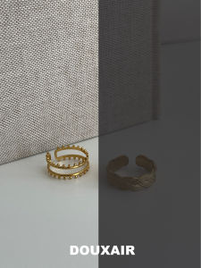 Wide Metal Ring Twisted Wave Crown Open Ring Womens Vintage Court Style Ins Stacking Versatile Classic Alloy Silver Gold Plated