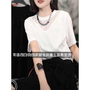 QINGNAER | Lace Design Slimming Women T-Shirt