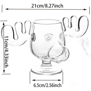 1/2/3PCS Christmas Elk Glass Cup 8Oz Milk Moose Mug Christmas Reindeer Head Beer Water Cup Xmas Holiday Party Drinkware Gifts