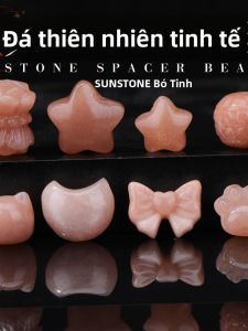 Natural Sunstone Cat Paw Butterfly Knot Spacer Beads Handmade DIY Creative Star Cute Small Jewelry Accessories