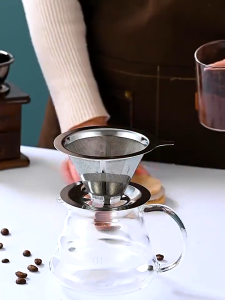 Stainless Steel Reusable Coffee Filter Holder Pour Over Mesh Tea Dripper Cup Kitchen & Dining Coffee & Tea Coffee Making Accessories