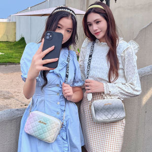 Ladies Embroidered Diamond Grid Gradient Casual Crossbody Camera Bag Small Square Bag Shoulder Bag Fashionable Daily Use