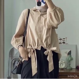 NANDO ATASAN KEMEJA WANITA PITA FULL KANCING LENGAN PANJANG KASUAL STYLE KEKINIAN VIRAL