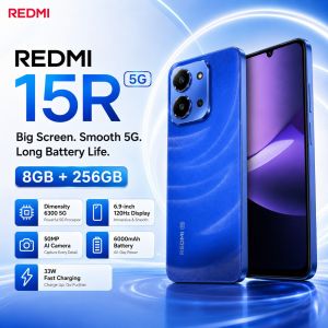 Redmi | 2026 new Redmi 15R 5G Smartphone 8GB+256GB 6.9 120Hz Eye-Care Screen Dimensity 6300 6000mAh Battery 33W Charge Slim Body