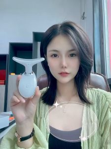 [Ready Stock Free Shipping] Neck Beauty Instrument Micro-Current Face Lifting Firming Massager Ultrasonic Vibration Temperature