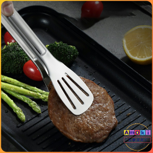 Food Tongs 304 Stainless Steel Barbecue Clip Barbecue Bread Silica Gel Food Anti-scalding Tong