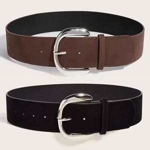 *Women Luxury Design Suede Leather Wide Belt Casual Versatile Business Waist Strap Trendy Pin Buckle Waistband