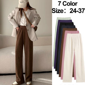 Size 23-37 Straight Corduroy Pants for Women Plus Size High Waist Trouser Wide Leg