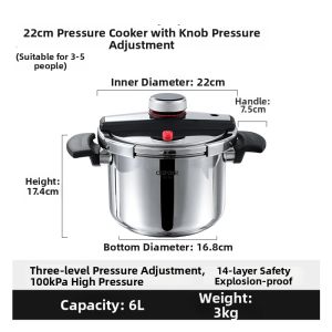 CAROTE | Stainless Steel Explosion-Proof Pressure Cooker