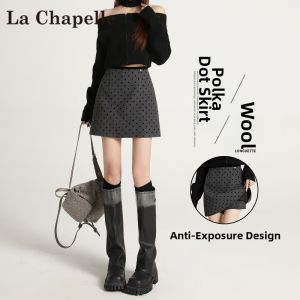 La Chapelle | Winter Gray Polka Dots High Waist Slim Fit Pencil A-Line Skirt