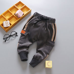 Childrens Pants Western Style Boys Autumn and Winter Clothes Cotton Pants Fleece-Lined Childrens Outer Wear Baby Track Pants Single-Layer Fleece-Lined Casual Pants
