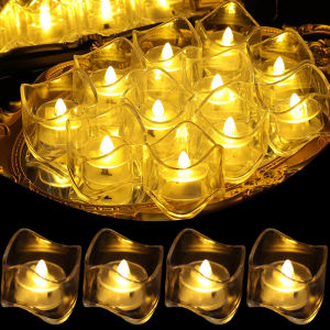 LED Flameless Crystal Candle Light / Battery Operated Plastic Candle Lamp / Transparent Electronic Candles Night Lamp / for Home Party Decor