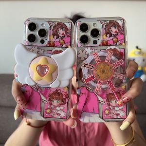 Cute Anime Girl Magic Wand Wireless Magnetic Absorption Phone Case Full Cover Soft Shell for  15 pro Max  16 pro