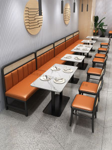 Customized Southeast Asia Restaurant Booth Milk Tea Shop Table and Chair Combination Western Restaurant Hot Pot Coffee Shop Sofa Dining Commercial