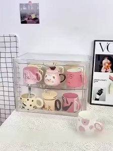 Magnetic Dustproof Acrylic Display Case Store Dessert Cake Food Pastry Bread Show Rack Clear Storage