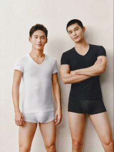 THREEGUN | Áo thun nam cổ chữ V tay ngắn Three Gun Cotton nguyên chất mỏng thoáng khí thoải mái mặc trong nhà mùa hè 2019