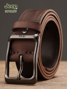 JEEP SPIRIT | Genuine Leather Belt for Men Handcrafted Cowhide American Retro Style Simple Elegant Design Belt for Denim Workwear